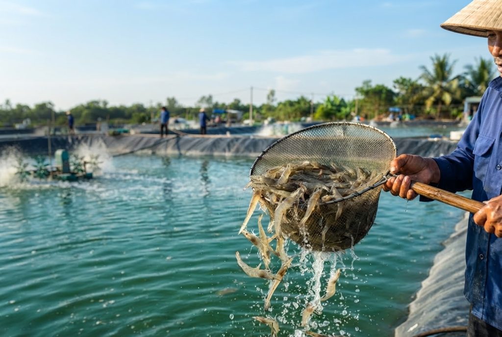 Bắt tôm nhanh trong hồ